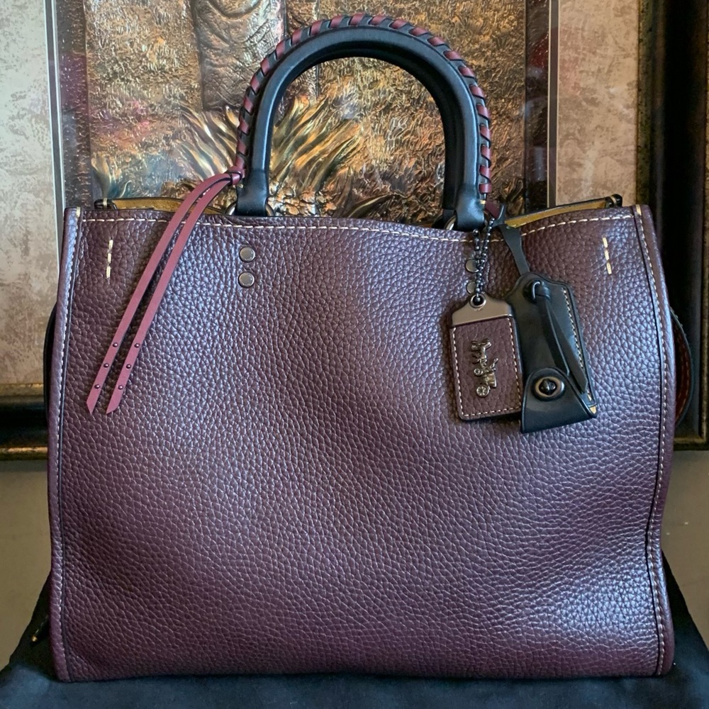 Coach Rogue 30 in Oxblood With Whip Stitch Handles
